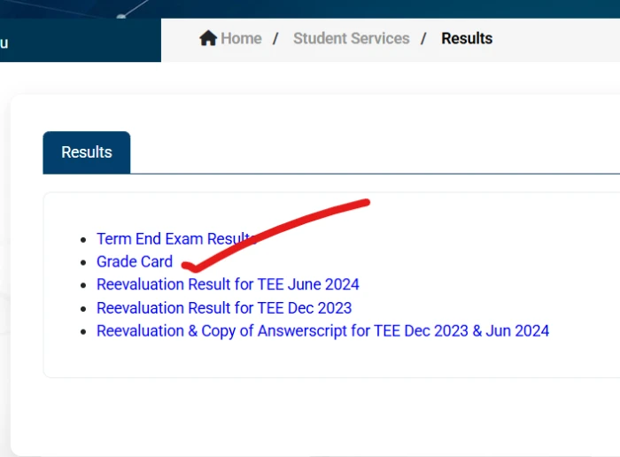 ignou grade card status online